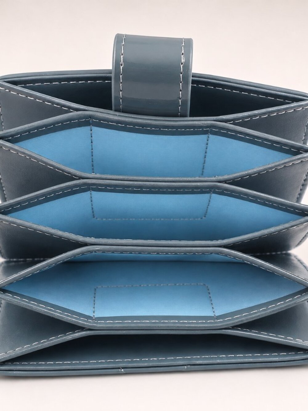 Christian Dior Blue Gray Patent Cannage Accordion Wallet w/ Dior Charms - Picture 6 of 7